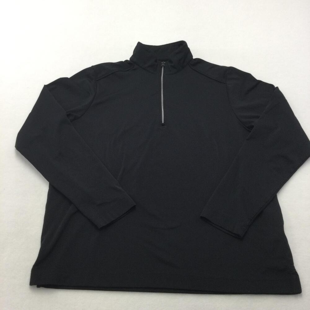 Greg Norman Pullover Mens Medium Black PlayDry 1/4 Zip Mock Neck Golf Shirt